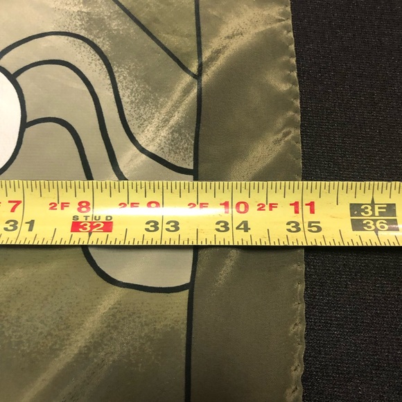 Picasso Design 100% Silk Scarf - Gold Green/Grey Black Geometric Abstract Modern - Picture 6 of 8